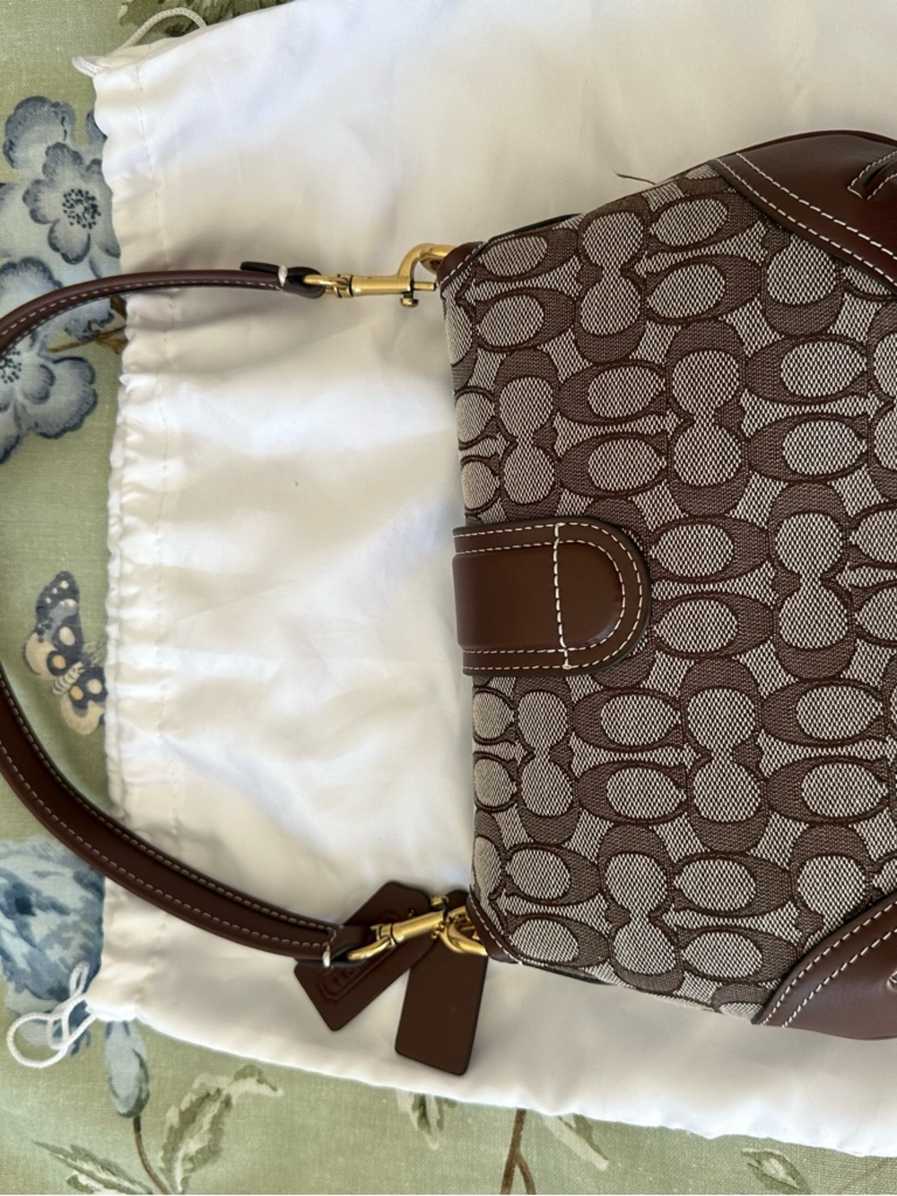 Coach SoHo Flap Bag Limited Re-edition Brown Signature-Print with Gold Buckle - Picture 6 of 16